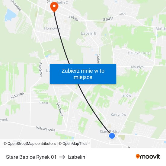 Stare Babice Rynek 01 to Izabelin map