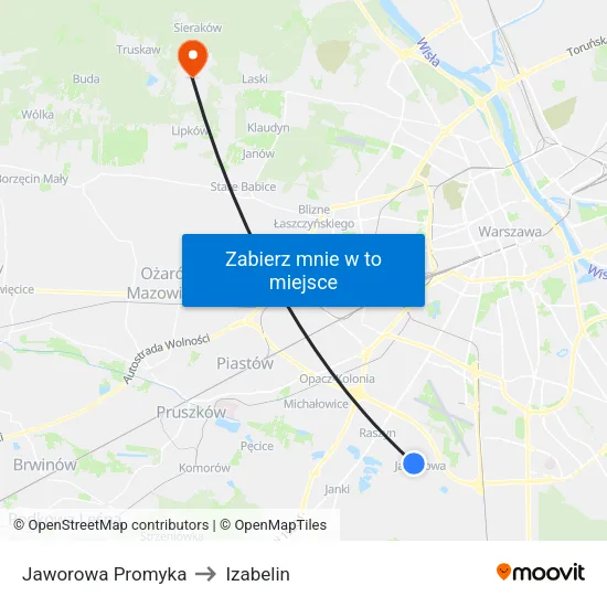 Jaworowa Promyka to Izabelin map