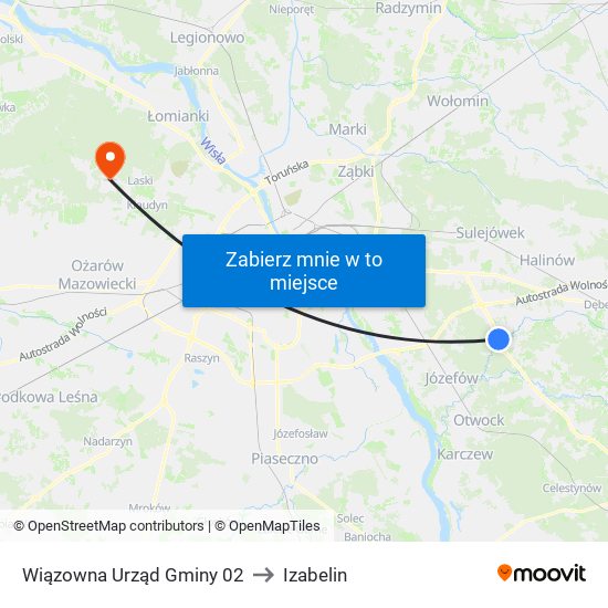 Wiązowna Urząd Gminy 02 to Izabelin map