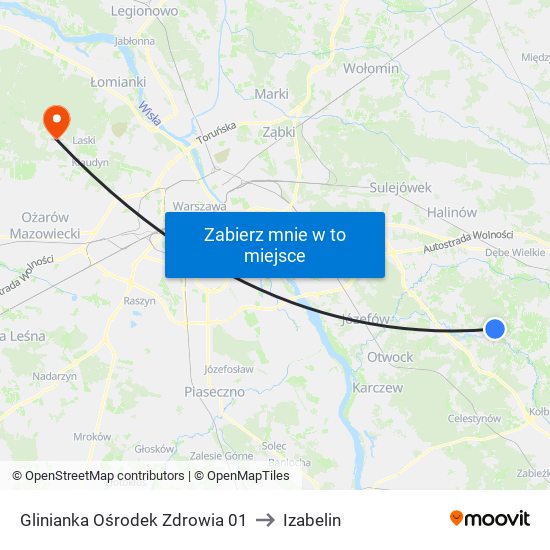 Glinianka Ośrodek Zdrowia 01 to Izabelin map