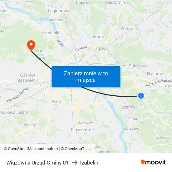 Wiązowna Urząd Gminy 01 to Izabelin map