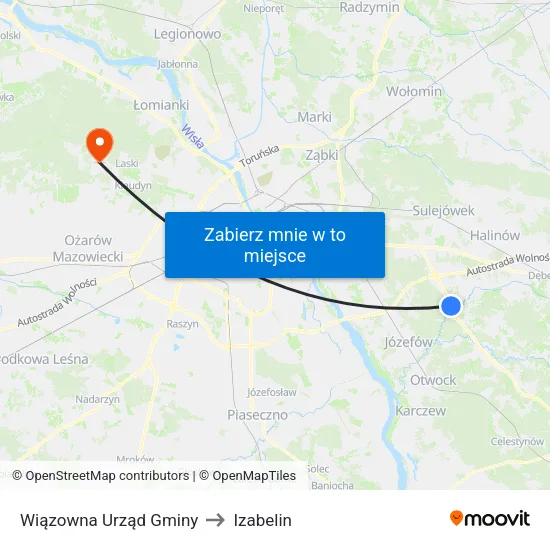 Wiązowna Urząd Gminy to Izabelin map
