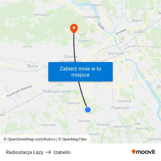 Radiostacja Łazy to Izabelin map