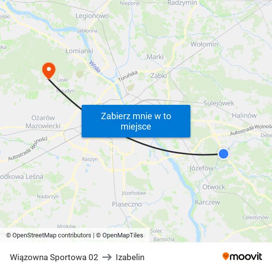 Wiązowna Sportowa 02 to Izabelin map