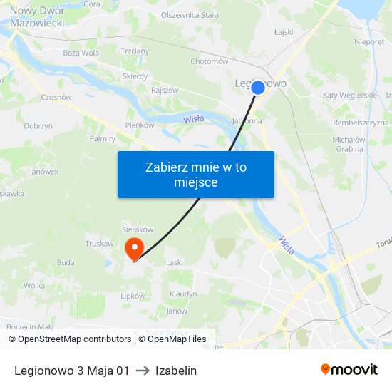 Legionowo 3 Maja 01 to Izabelin map