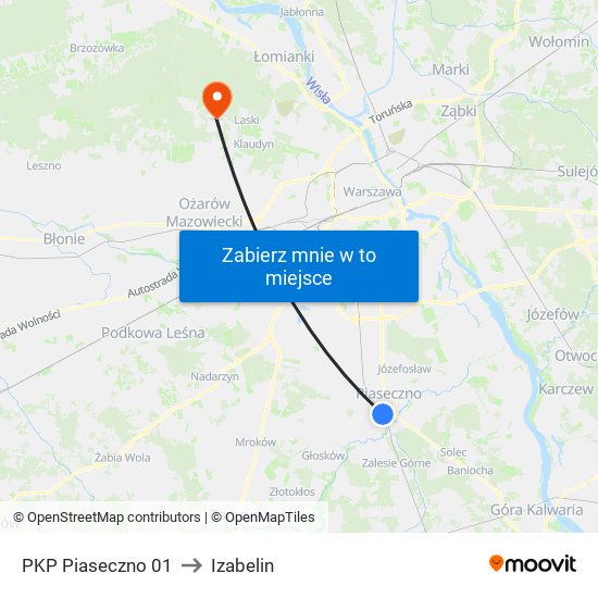 PKP Piaseczno 01 to Izabelin map