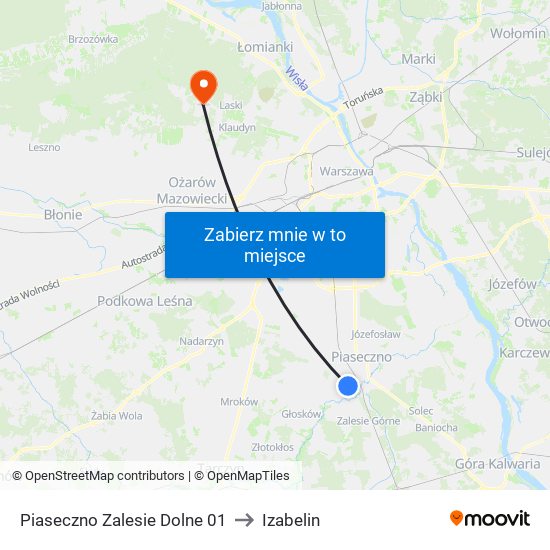 Piaseczno Zalesie Dolne 01 to Izabelin map