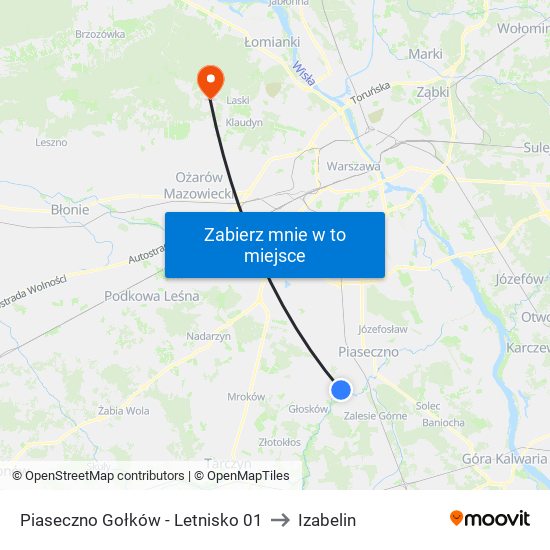 Piaseczno Gołków - Letnisko 01 to Izabelin map