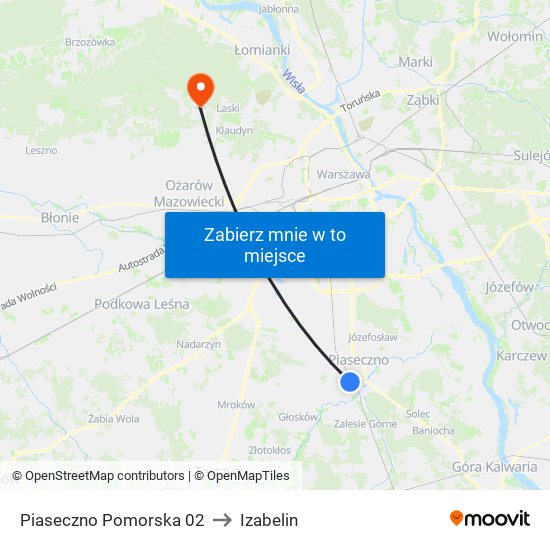 Piaseczno Pomorska 02 to Izabelin map
