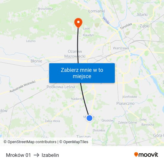 Mroków to Izabelin map