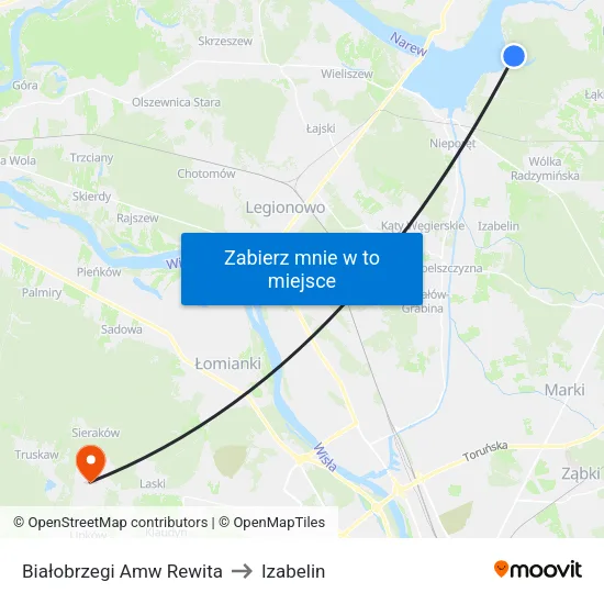 Białobrzegi Amw Rewita to Izabelin map