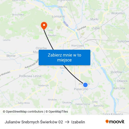 Julianów Srebrnych Świerków 02 to Izabelin map