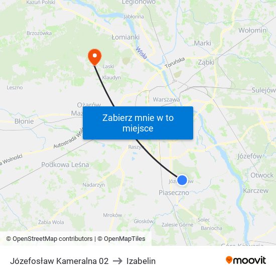 Józefosław Kameralna 02 to Izabelin map