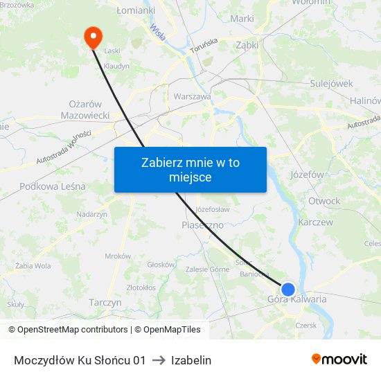 Moczydłów Ku Słońcu 01 to Izabelin map