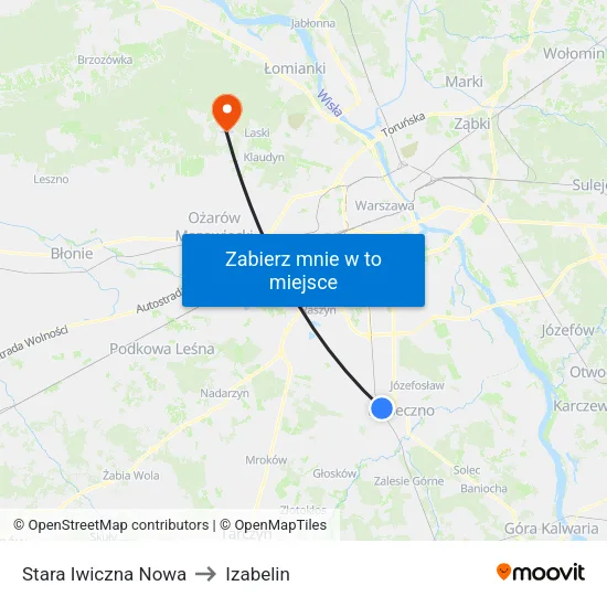 Stara Iwiczna Nowa to Izabelin map