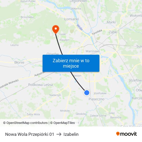 Nowa Wola Przepiórki to Izabelin map