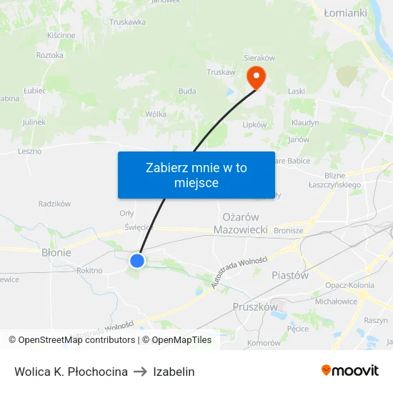 Wolica K. Płochocina to Izabelin map