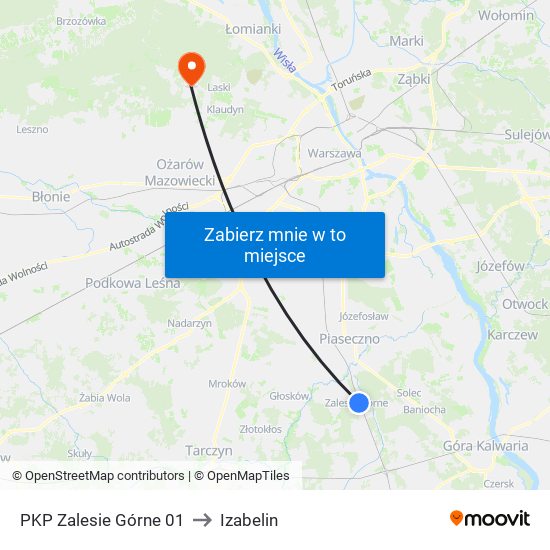 PKP Zalesie Górne 01 to Izabelin map