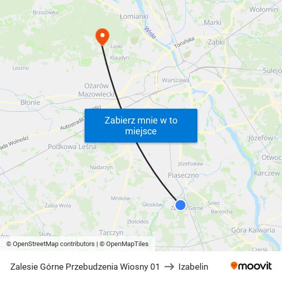 Zalesie Górne Przebudzenia Wiosny to Izabelin map