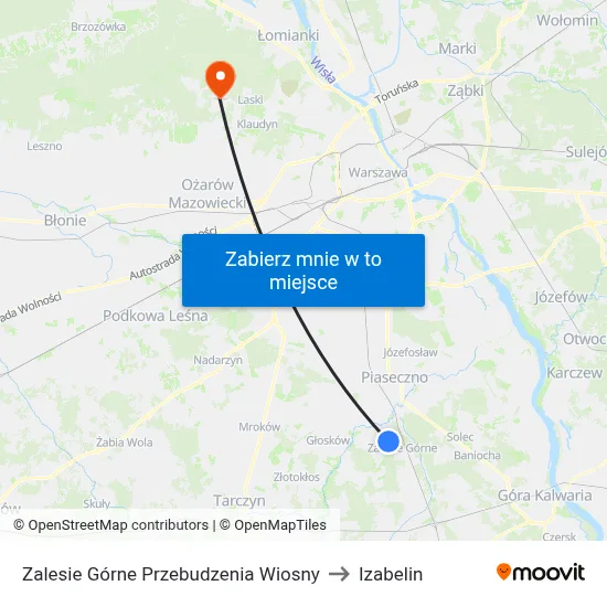 Zalesie Górne Przebudzenia Wiosny to Izabelin map