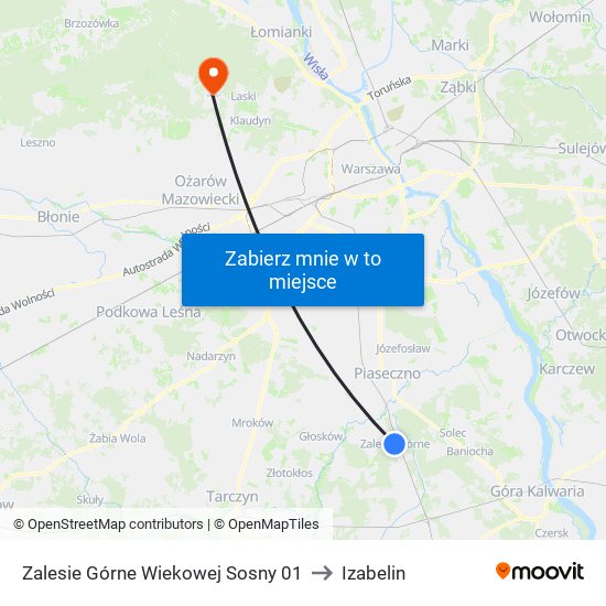 Zalesie Górne Wiekowej Sosny 01 to Izabelin map