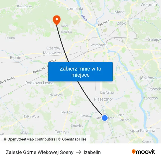 Zalesie Górne Wiekowej Sosny to Izabelin map