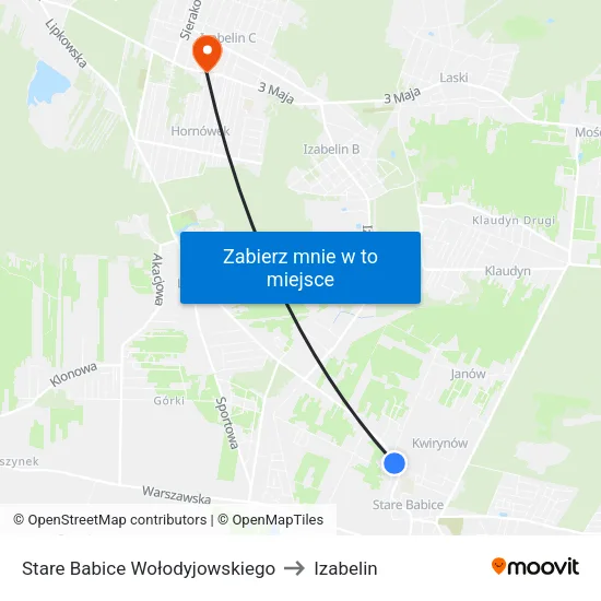 Stare Babice Wołodyjowskiego to Izabelin map