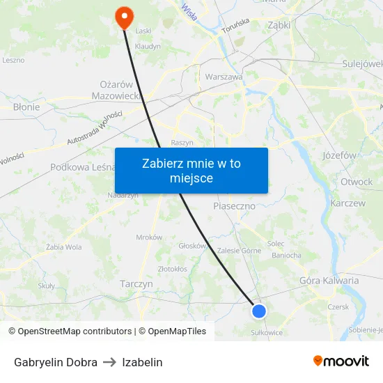 Gabryelin Dobra to Izabelin map