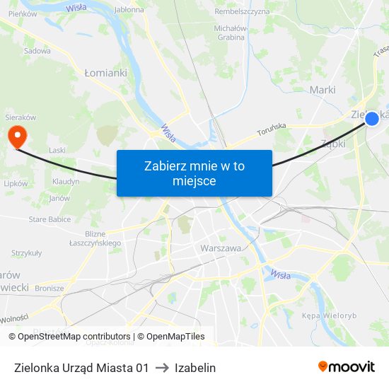 Zielonka Urząd Miasta 01 to Izabelin map