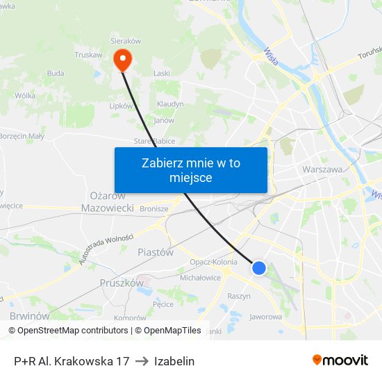 P+R Al. Krakowska to Izabelin map