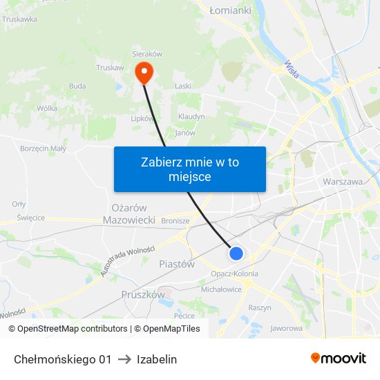 Chełmońskiego 01 to Izabelin map
