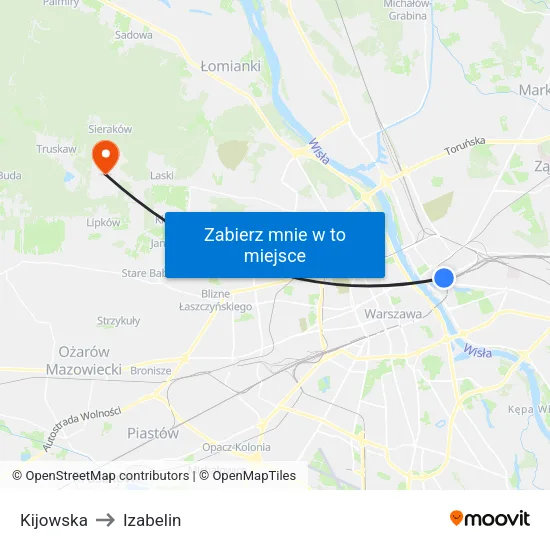 Kijowska to Izabelin map