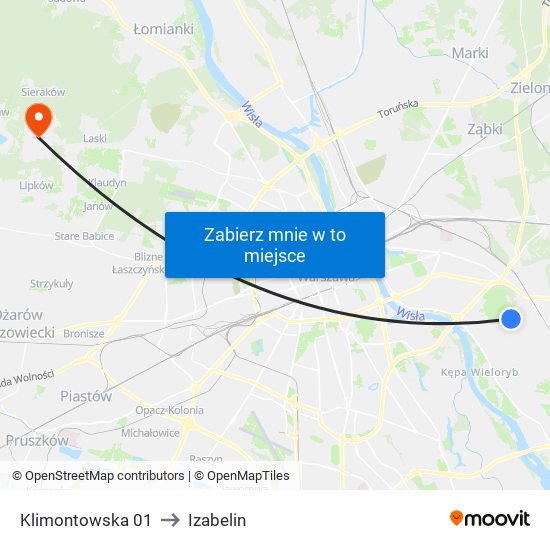 Klimontowska 01 to Izabelin map