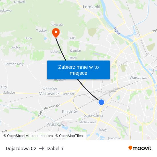 Dojazdowa 02 to Izabelin map