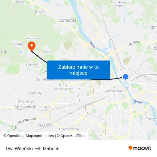Dw. Wileński to Izabelin map