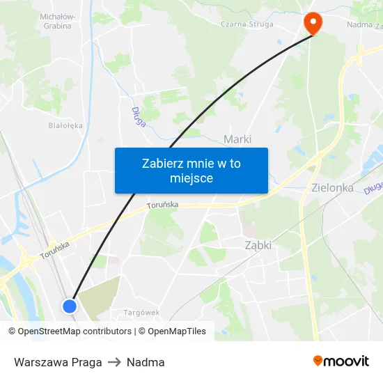 Warszawa Praga to Nadma map