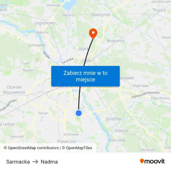 Sarmacka to Nadma map