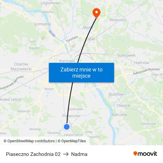 Piaseczno Zachodnia 02 to Nadma map