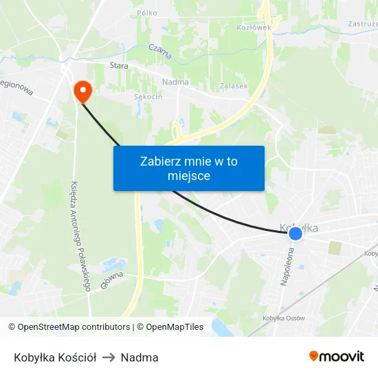 Kobyłka Kościół to Nadma map