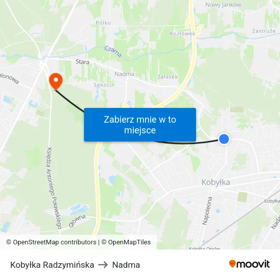 Kobyłka Radzymińska to Nadma map