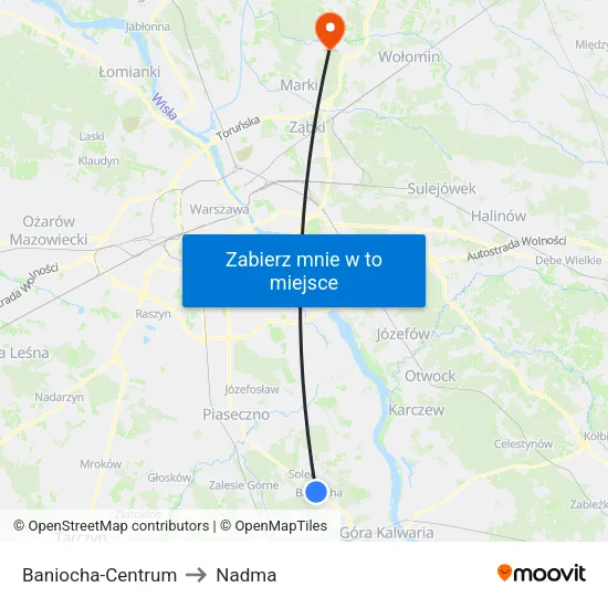 Baniocha - Centrum to Nadma map