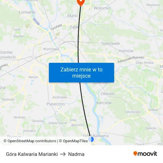 Góra Kalwaria Marianki to Nadma map