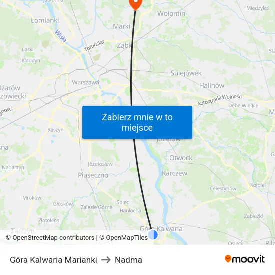Góra Kalwaria Marianki to Nadma map