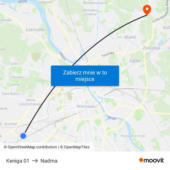 Keniga to Nadma map