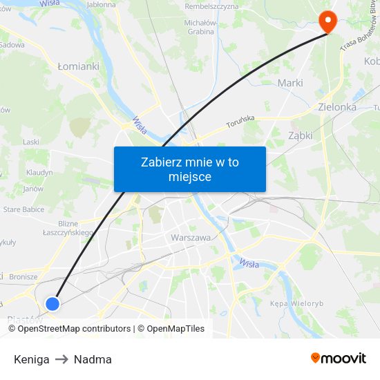 Keniga to Nadma map