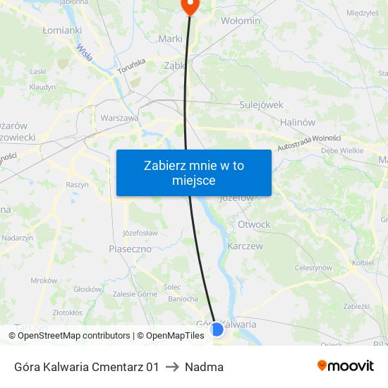 Góra Kalwaria Cmentarz to Nadma map