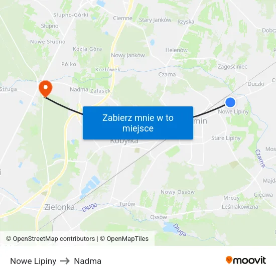 Nowe Lipiny to Nadma map
