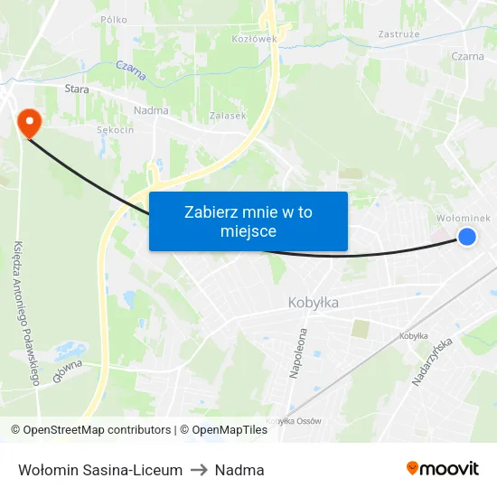 Wołomin Sasina - Liceum to Nadma map