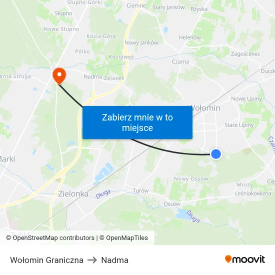 Wołomin Graniczna to Nadma map