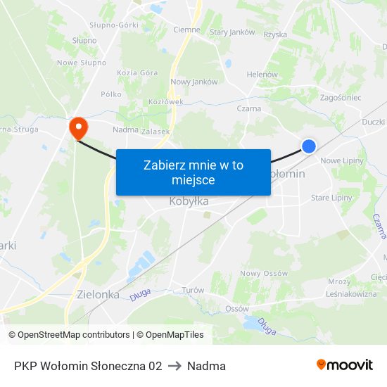 PKP Wołomin Słoneczna 02 to Nadma map